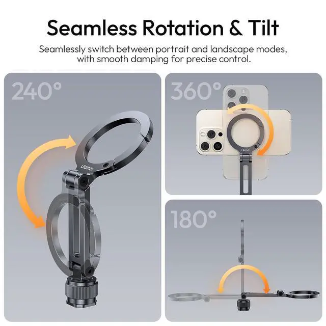 Alt view image 4 of 7 - Deuninker MT-89 82" Extendable Tripod Aluminum with MA07 Magnetic Phone Tripod Mount