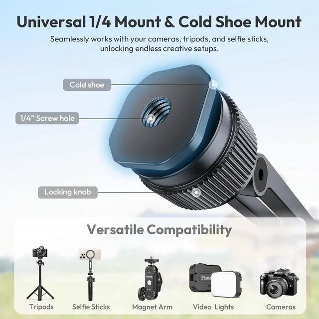 Alt view image 6 of 7 - Deuninker MT-89 82" Extendable Tripod Aluminum with MA07 Magnetic Phone Tripod Mount