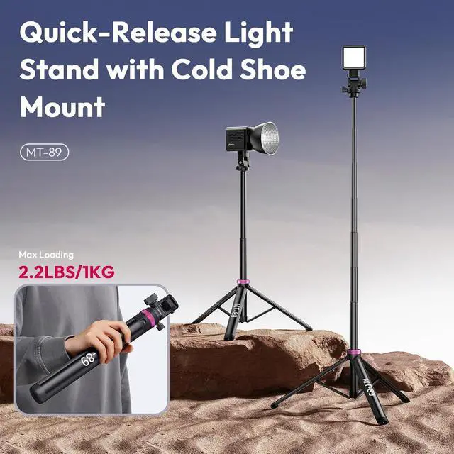 Alt view image 7 of 7 - Deuninker MT-89 82" Extendable Tripod Aluminum with MA07 Magnetic Phone Tripod Mount