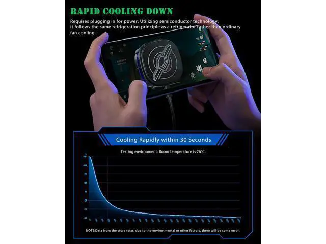 Alt view image 5 of 7 - YANISM Magnetic Cell Phone Cooler, RGB Phone Cooling Fan Portable Lightweight Mobile Phone Cooling Fan, Phone Radiator with Temperature Display for Mobile Gaming,Tiktok Live Streaming