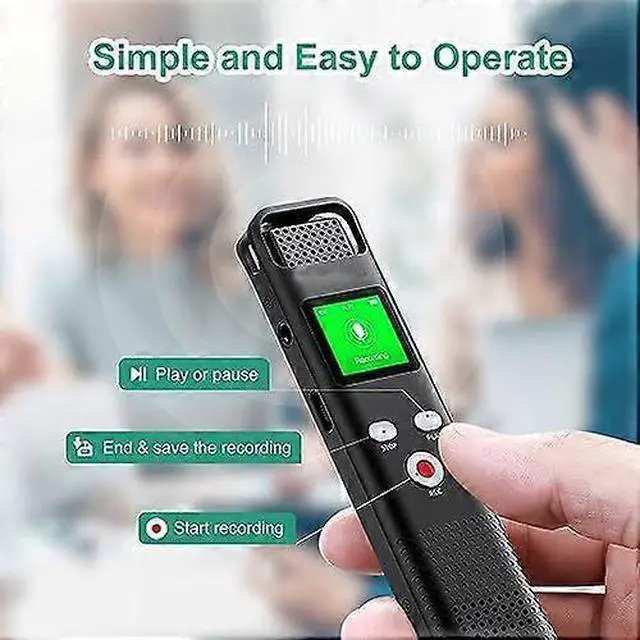 Alt view image 2 of 5 - Deuninker 64GB Voice Activated Recorder with Noise Cancellation, 22H Battery & Password Lock - Black