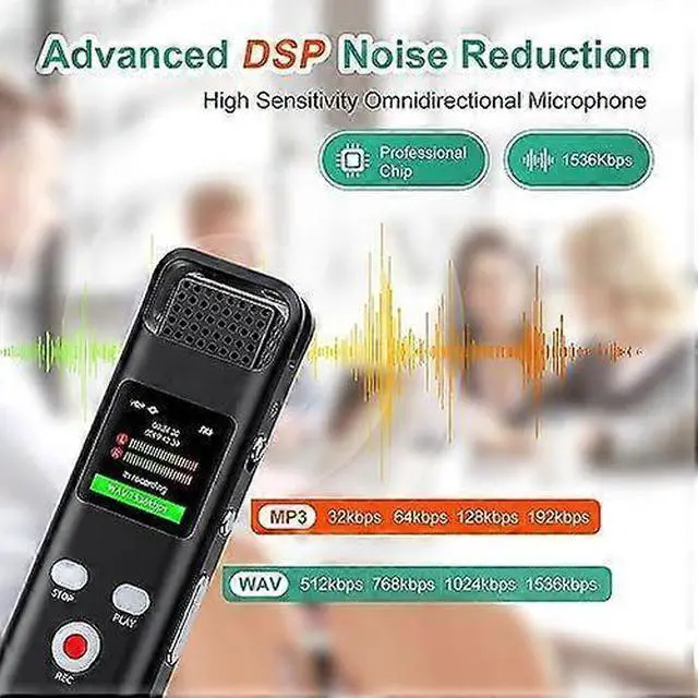 Alt view image 4 of 5 - Deuninker 64GB Voice Activated Recorder with Noise Cancellation, 22H Battery & Password Lock - Black
