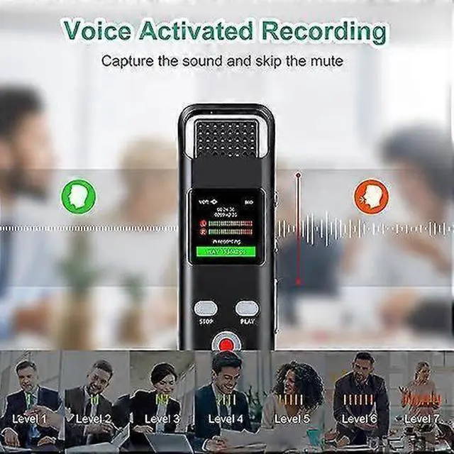 Alt view image 3 of 5 - Deuninker 64GB Voice Activated Recorder with Noise Cancellation, 22H Battery & Password Lock - Black