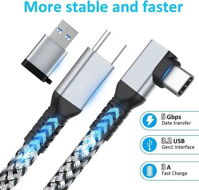 Alt view image 13 of 14 - DIXSG Link Cable 16FT VR Cable Compatible with Meta Oculus Quest 2/Quest 3/Pro Pico, Nylon Braided Accessories and Gaming PC Steam VR, USB 3.0 Data Transfer Type C Cable, for VR Headset