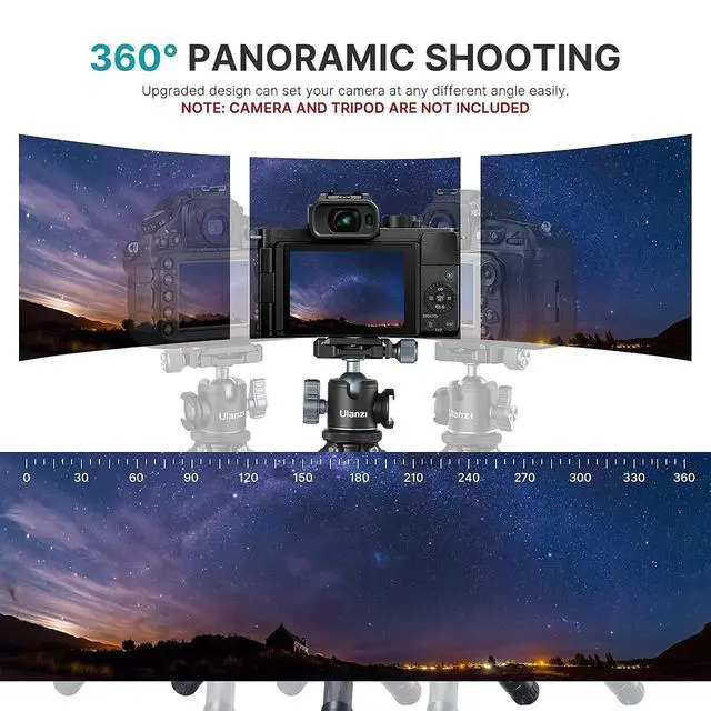 Alt view image 4 of 7 - Deuninker U-80L Ball Head for 1/4" Tripod - 360 Rotating Panoramic Camera Mount With Arca Quick Release Plate & Cold Shoe for DSLR, Camcorder, Monopod, Slider
