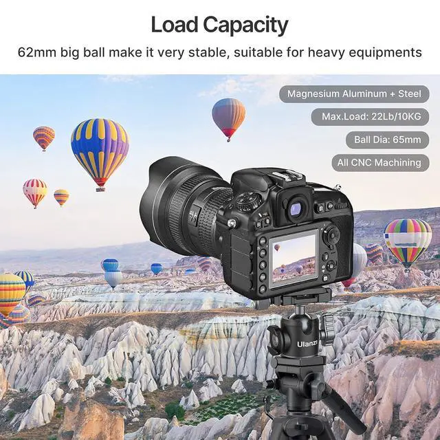 Alt view image 5 of 7 - Deuninker U-80L Ball Head for 1/4" Tripod - 360 Rotating Panoramic Camera Mount With Arca Quick Release Plate & Cold Shoe for DSLR, Camcorder, Monopod, Slider
