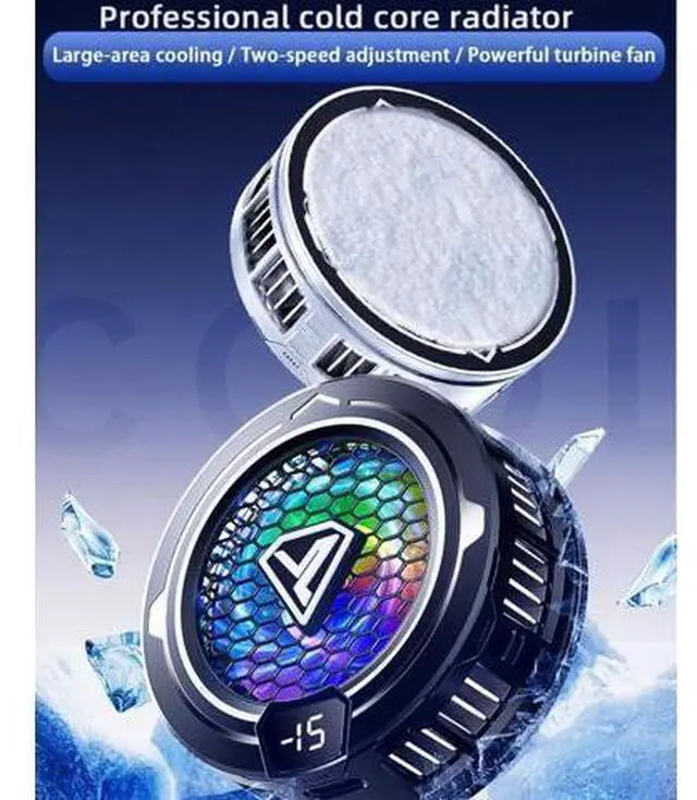 Alt view image 2 of 7 - Phone Cooling Fan, Magnetic Radiator with RGB Lights,for Mobile Games and Live Streaming, Universal Compatibility for Android/iPhone/iPad, Large-Area Conduction Cooling (Cooler 2 Black)