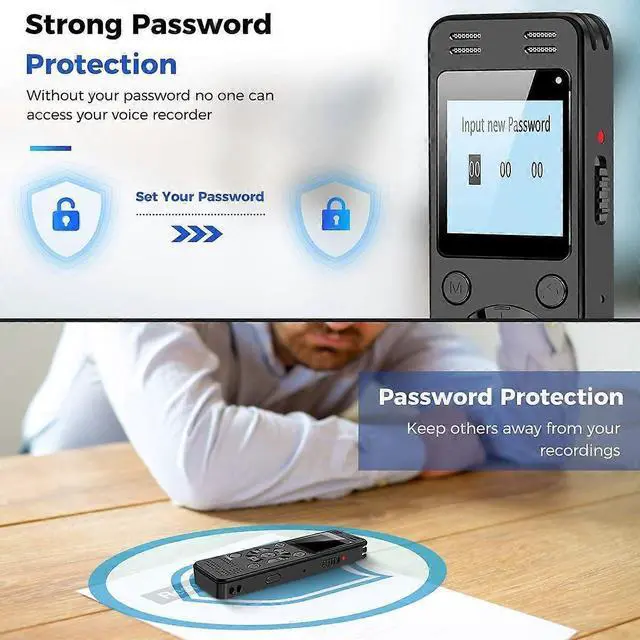 Alt view image 5 of 5 - Deuninker 64GB Voice Activated Recorder for Lectures & Meetings, Password Protected, Black | 54H Battery & Clear Playback