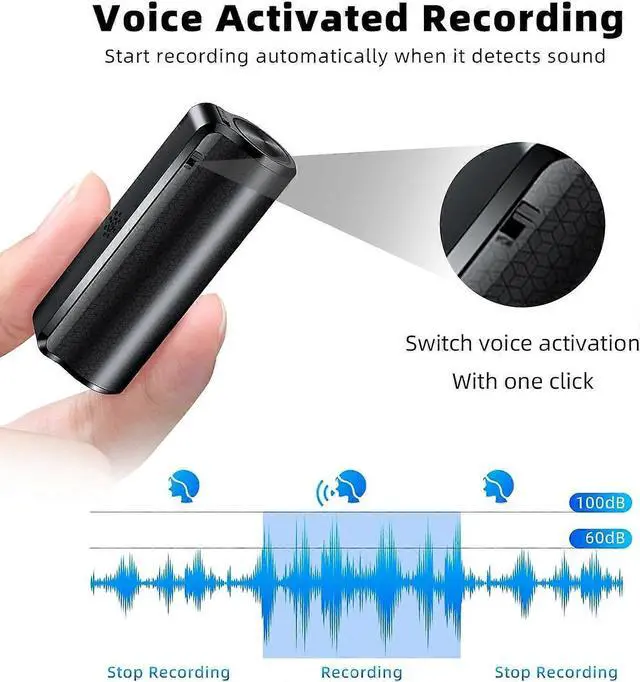 Alt view image 2 of 5 - Deuninker 128GB Magnetic Voice Activated Recorder with Playback, 600Hrs Continuous Recording, Noise Reduction