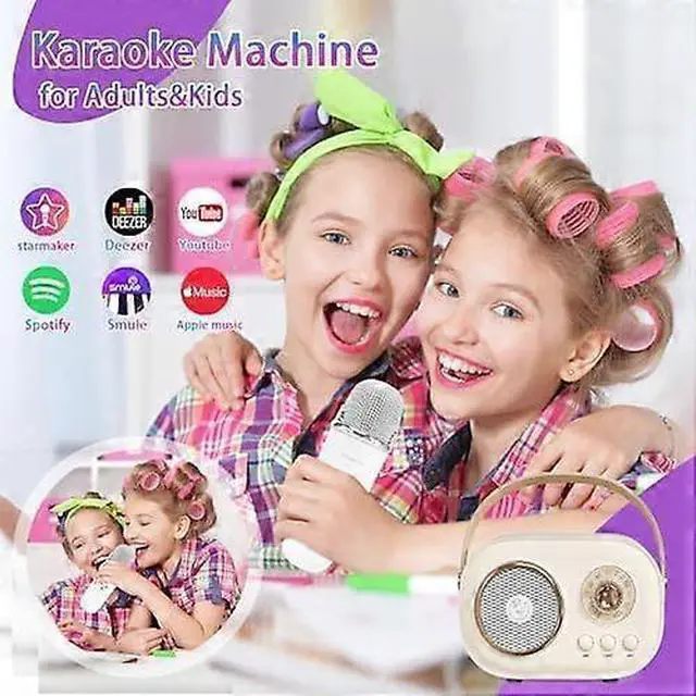 Alt view image 8 of 10 - Ecocleanpath Kids Mini Karaoke Machine with 2 Wireless Mics, Portable Retro Speaker, 6 Voice Effects, Bluetooth 5.0 - Yellow