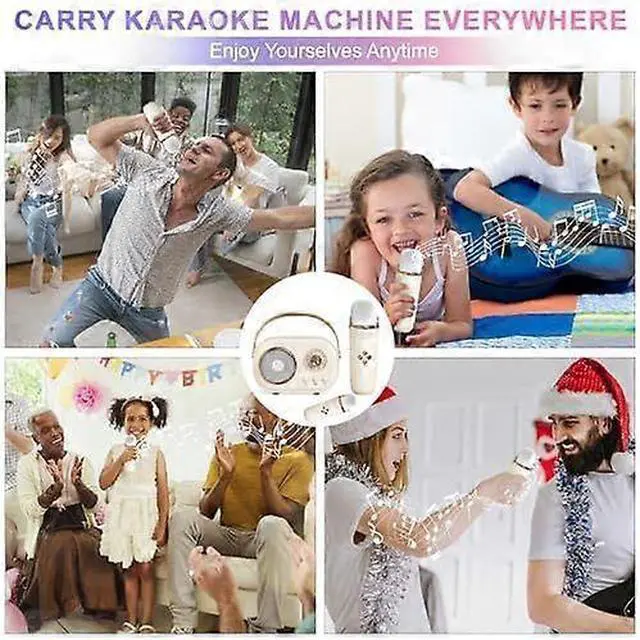 Alt view image 9 of 10 - Ecocleanpath Kids Mini Karaoke Machine with 2 Wireless Mics, Portable Retro Speaker, 6 Voice Effects, Bluetooth 5.0 - Yellow