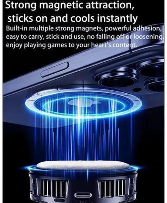 Alt view image 6 of 7 - Phone Cooling Fan, Magnetic Radiator with RGB Lights,for Mobile Games and Live Streaming, Universal Compatibility for Android/iPhone/iPad, Large-Area Conduction Cooling (Cooler 2 Black)