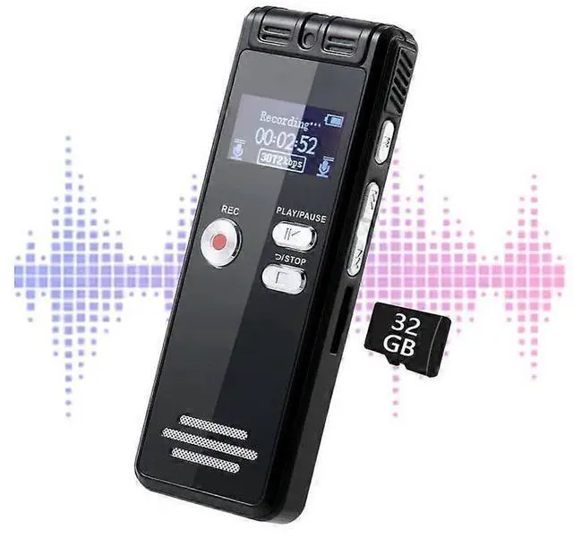 Main image of Deuninker 32GB Voice Activated Recorder with Dual Mic, HD Lecture Recording, USB Charging & Password Protection (Black)