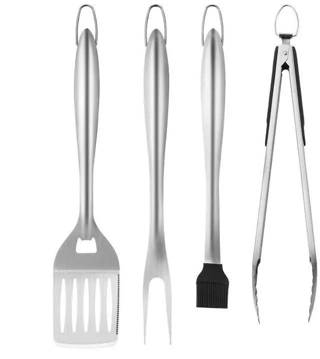 Alt view image 9 of 15 - VEVOR 4PCS Grilling Tool Set BBQ Grill Accessories Stainless Steel Barbecue Utensil