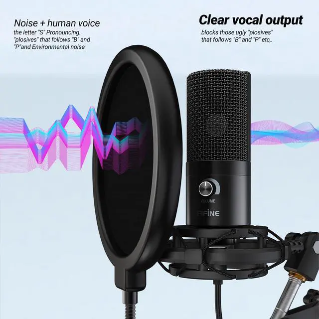 Alt view image 2 of 6 - Deuninker Microphone Pop Filter for Microphone, Wind Screen with Dual Layers, Mic Shield with 360°Gooseneck Clip Stabilizing Arm, Fit for Vocal Recording and Live Streaming