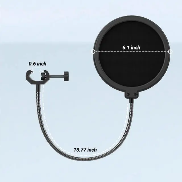Alt view image 5 of 6 - Deuninker Microphone Pop Filter for Microphone, Wind Screen with Dual Layers, Mic Shield with 360°Gooseneck Clip Stabilizing Arm, Fit for Vocal Recording and Live Streaming