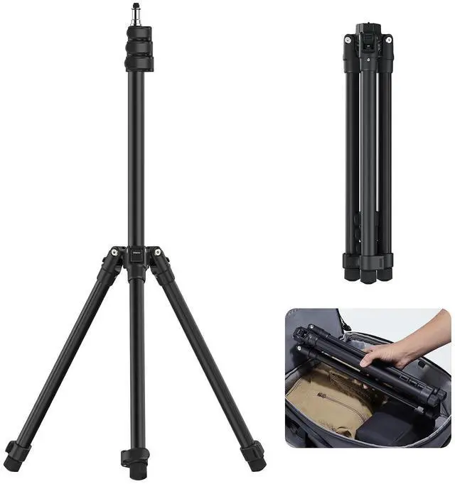 Main image of Deuninker Black Aluminum Light Stand, 6.32ft Extendable Tripod for Strobe Lights, Webcams, Cameras & Softboxes