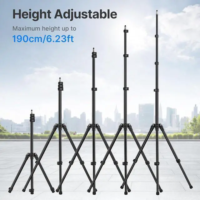 Alt view image 2 of 2 - Deuninker Black Aluminum Light Stand, 6.32ft Extendable Tripod for Strobe Lights, Webcams, Cameras & Softboxes
