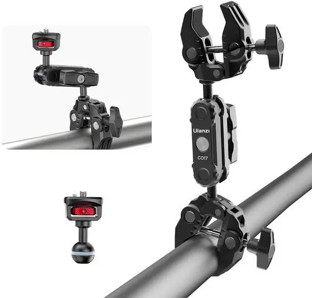 Main image of Deuninker Super Clamp Double Camera Clamp with 1/4" Adapter, CO17 Crab Plier Clip Bracket Mount Monitor Magic Arm Double Ball Head Adapter for Photo Studio Light Stand, Photo Boom Stand, Cross Bars