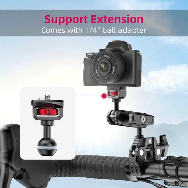 Alt view image 2 of 6 - Deuninker Super Clamp Double Camera Clamp with 1/4" Adapter, CO17 Crab Plier Clip Bracket Mount Monitor Magic Arm Double Ball Head Adapter for Photo Studio Light Stand, Photo Boom Stand, Cross Bars