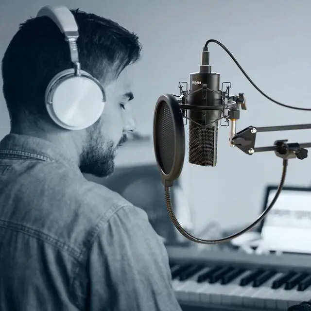 Alt view image 6 of 6 - Deuninker Microphone Pop Filter for Microphone, Wind Screen with Dual Layers, Mic Shield with 360°Gooseneck Clip Stabilizing Arm, Fit for Vocal Recording and Live Streaming
