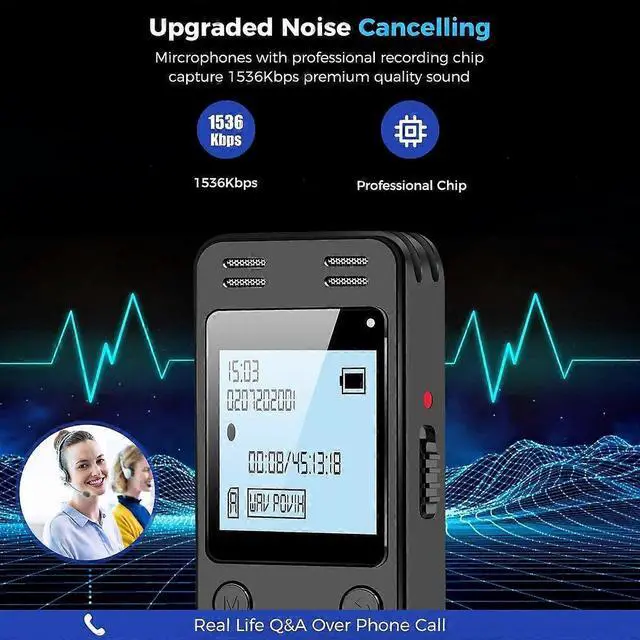 Alt view image 2 of 5 - Deuninker 128GB Voice Activated Recorder with Playback, Password Protection - Ideal for Lectures & Meetings