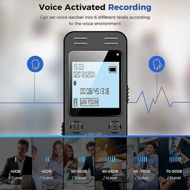 Alt view image 4 of 5 - Deuninker 128GB Voice Activated Recorder with Playback, Password Protection - Ideal for Lectures & Meetings