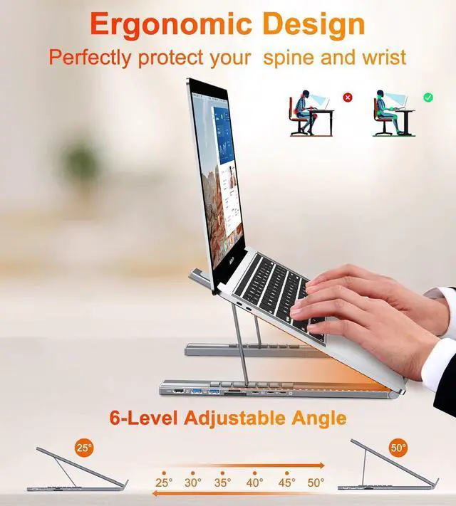 Alt view image 11 of 14 - USB C Laptop Docking Station Stand, USB C Dock Tablet Stand, 7 in 1 USB C Hub with 4K HDMI, 2 USB 3.1, PD 100W, Universal Docking Station for MacBook Pro/Air//HP/Surface/Lenovo, Plug and Play