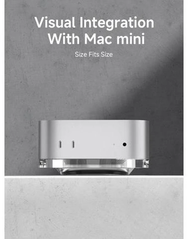 Alt view image 5 of 7 - Deuninker Mac mini M4 Stand, Transparent Acrylic Desktop Stand Dustproof Laptop Holder Cooling Heat Disspation Mount for Mac mini M4 Pro 2024