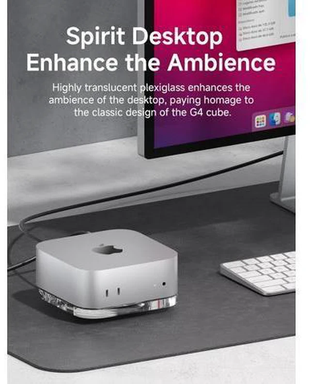 Alt view image 4 of 7 - Deuninker Mac mini M4 Stand, Transparent Acrylic Desktop Stand Dustproof Laptop Holder Cooling Heat Disspation Mount for Mac mini M4 Pro 2024
