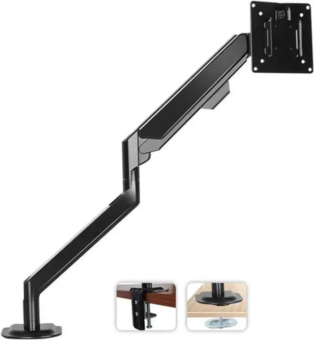 Main image of Monitor Stands, Single Monitor Arm, Gas Spring Single Monitor Mount up to 32" and 19.8 lbs, Adjustable Aluminum Monitor Arm Desk Mount with C-Clamp and Grommet Base (Black),Black