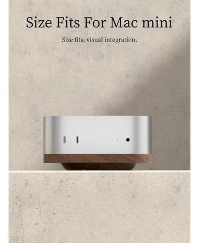 Alt view image 7 of 7 - Deuninker Mac mini Stand, Black Walnut Desktop Stand Dustproof Laptop Holder Cooling Heat Disspation Mount for Mac mini M4 Pro 2024 (MMP04)