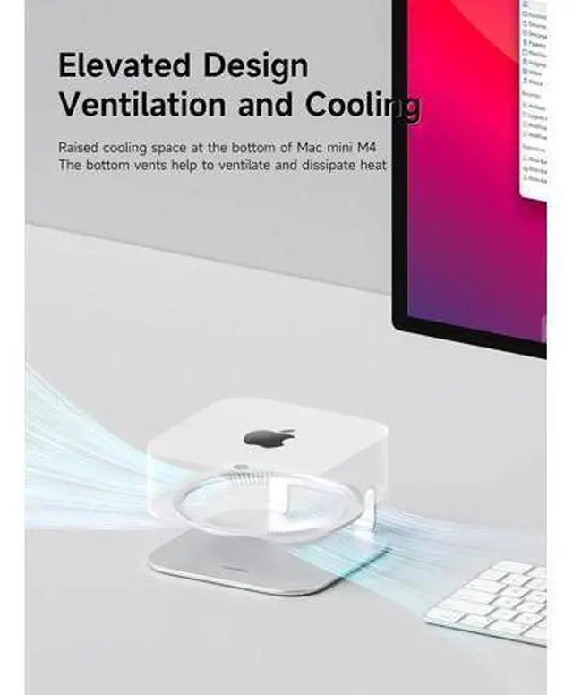 Alt view image 3 of 7 - Deuninker Mac mini M4 Stand Storage Holder Aluminum Dock Heat Dissipation Bracket Cooling Mount Accessories for Mac mini M4 Pro