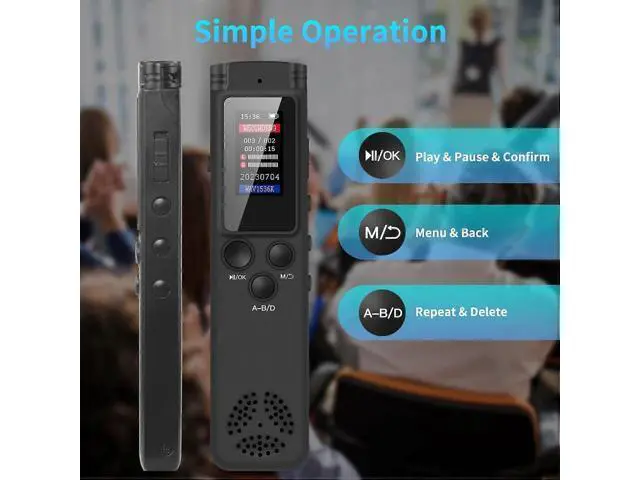 Alt view image 4 of 5 - Ecocleanpath 64GB Voice Activated Recorder with Playback, USB Rechargeable, Variable Speed, MP3/WAV, Black