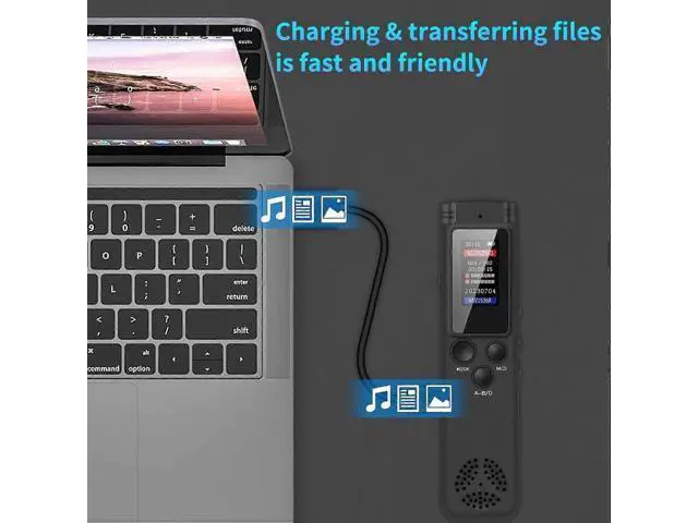 Alt view image 5 of 5 - Ecocleanpath 64GB Voice Activated Recorder with Playback, USB Rechargeable, Variable Speed, MP3/WAV, Black