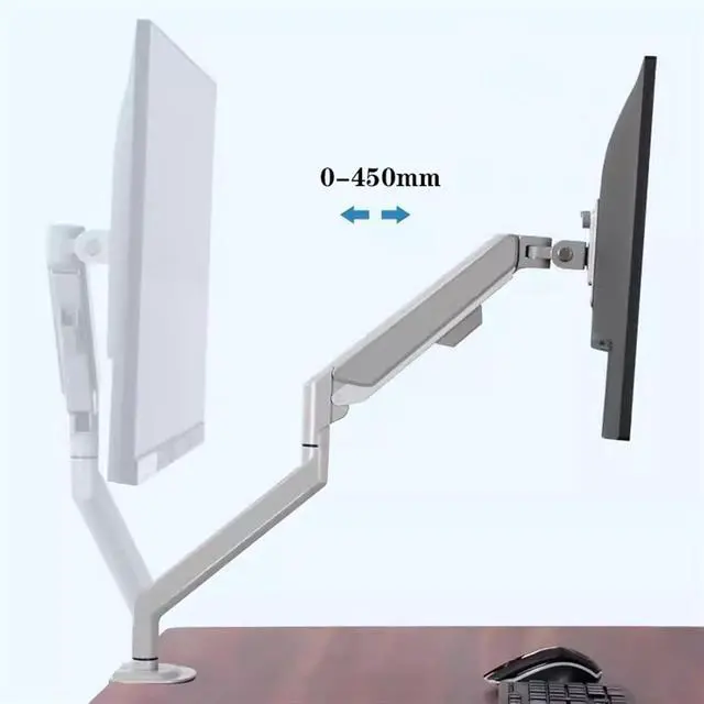 Alt view image 5 of 7 - Monitor Stand Single Monitor Arm, Gas Spring Single Monitor Mount up to 32" and 19.8 lbs, Adjustable Aluminum Monitor Arm Desk Mount with C-Clamp (Silver)