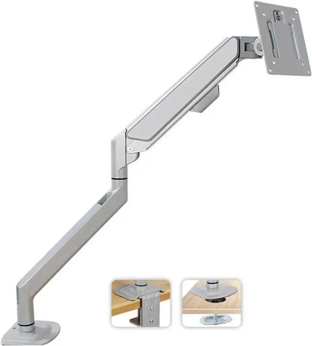Main image of Monitor Stand Single Monitor Arm, Gas Spring Single Monitor Mount up to 32" and 19.8 lbs, Adjustable Aluminum Monitor Arm Desk Mount with C-Clamp (Silver)