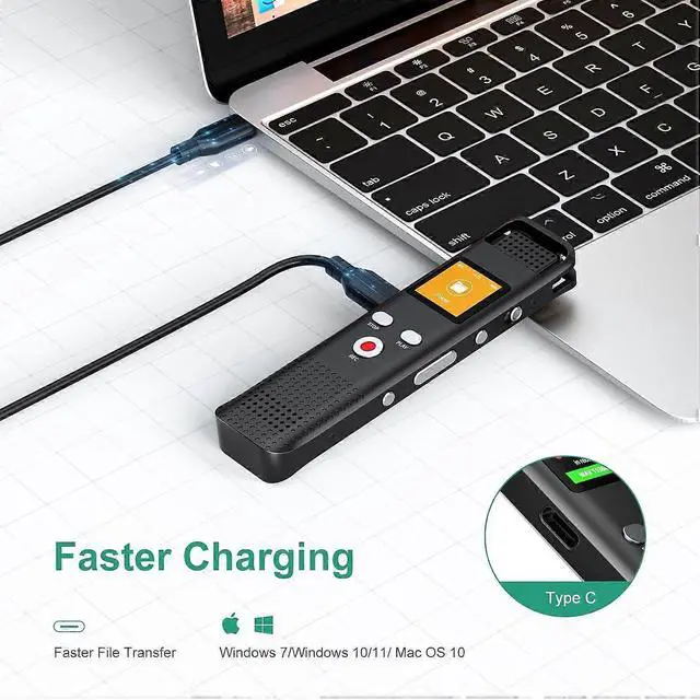 Alt view image 5 of 5 - Deuninker 64GB Voice Activated Recorder with Noise Cancellation, 22H Battery & Password Lock - Black
