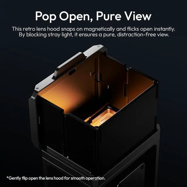 Alt view image 7 of 7 - Deuninker VF01 28mm Optical Waist-Level Viewfinder w Switchable 35/50 Framelines, 3-Group High-Clarity Lens, Magnetic Flip Hood, Universal Cold Shoe Mount, Retro Aluminum & Leather Design(Silver)