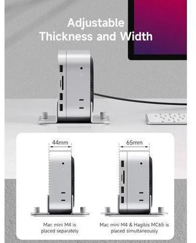 Alt view image 3 of 7 - Deuninker Vertical Stand for Mac mini M4, Aluminum Alloy Laptop Stand Anti-Slip Computer Holder Desktop Stand Compatible with M4 Chip Mac mini Pro