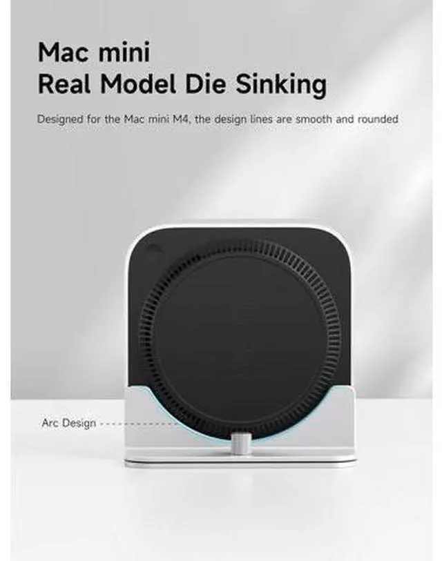 Alt view image 4 of 7 - Deuninker Vertical Stand for Mac mini M4, Aluminum Alloy Laptop Stand Anti-Slip Computer Holder Desktop Stand Compatible with M4 Chip Mac mini Pro