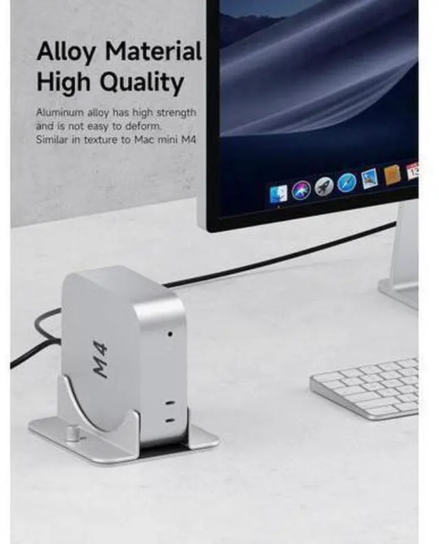 Alt view image 5 of 7 - Deuninker Vertical Stand for Mac mini M4, Aluminum Alloy Laptop Stand Anti-Slip Computer Holder Desktop Stand Compatible with M4 Chip Mac mini Pro