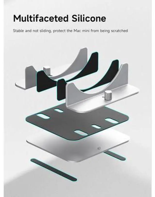 Alt view image 6 of 7 - Deuninker Vertical Stand for Mac mini M4, Aluminum Alloy Laptop Stand Anti-Slip Computer Holder Desktop Stand Compatible with M4 Chip Mac mini Pro