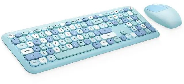 Main image of Mofii 666 Keyboard Mouse Combo Wireless 2.4G Mixed Color 110 Key Keyboard Mouse Set with Round Punk Keycaps for Girl Black Blue