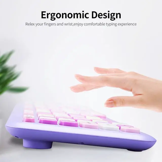 Alt view image 2 of 7 - Mofii 666 Keyboard Mouse Combo Wireless 2.4G Mixed Color 110 Key Keyboard Mouse Set with Round Punk Keycaps for Girl Black Blue