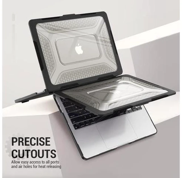 Alt view image 6 of 7 - Deuninker Case for MacBook Air 13.6 inch, Shock-Absorbing Protection with Folding Stand &Mouse Pad Case for MacBook Air 13.6 inch, Black