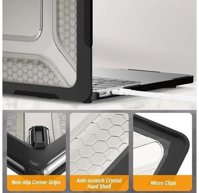 Alt view image 7 of 7 - Deuninker Case for MacBook Air 13.6 inch, Shock-Absorbing Protection with Folding Stand &Mouse Pad Case for MacBook Air 13.6 inch, Black