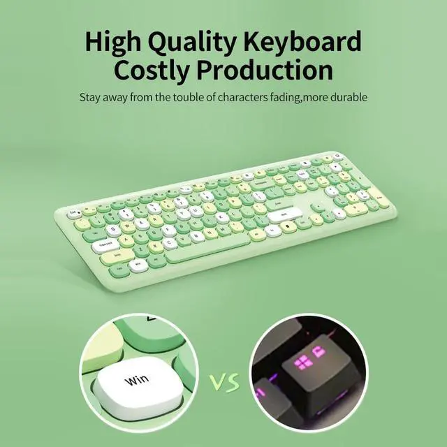 Alt view image 4 of 7 - Mofii 666 Keyboard Mouse Combo Wireless 2.4G Mixed Color 110 Key Keyboard Mouse Set with Round Punk Keycaps for Girl Black Blue