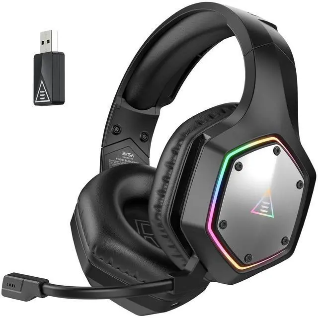 Main image of EKSA Wireless Headset for PC PS4 PS5 Computer - 7.1 Surround Sound, AI Intelligent Noise Cancelling Microphone(ENC), Low Latency 2.4G USB Dongle, 36 Hour Battery, Game/Music Mode, RG (E1000WT-NEW-BLK)