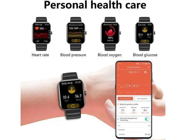 Alt view image 3 of 7 - Smart Watch Blood Glucose, Smartwatch for Men Women Fitness Activity Tracker IP67 Waterproof, Heart Rate Sleep Monitor, Pedometer, Blood Sugar Oxygen Tracking Smart Watches for Android iOS, 2023